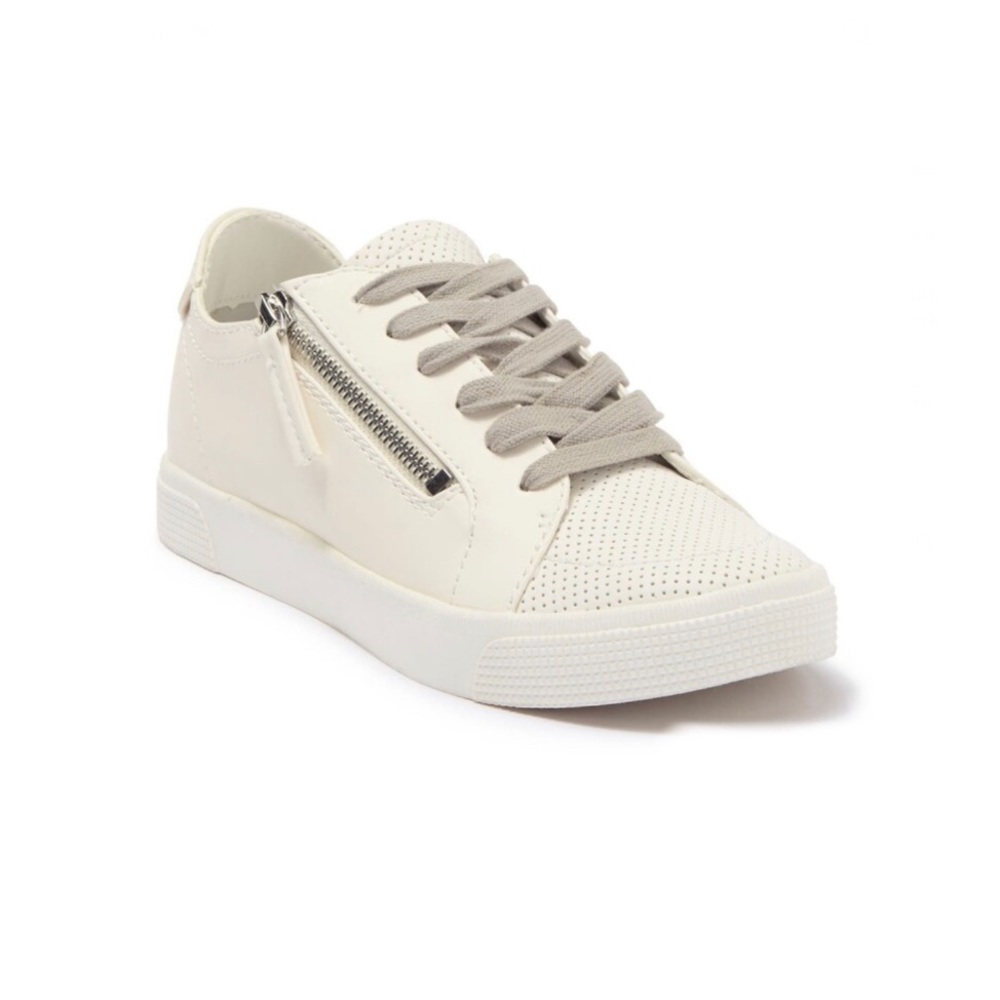 Dolce Vita Off-White Sneakers with Metallic Zipper